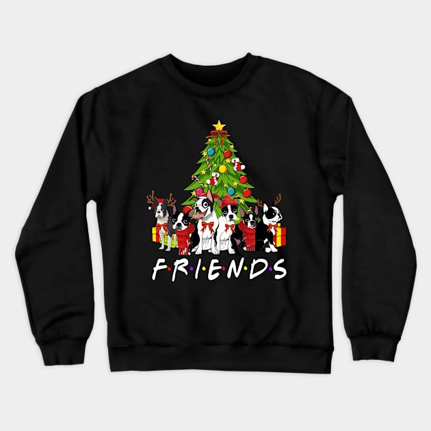 Christmas Tree Boston Terriers Crewneck Sweatshirt by TeeWind
